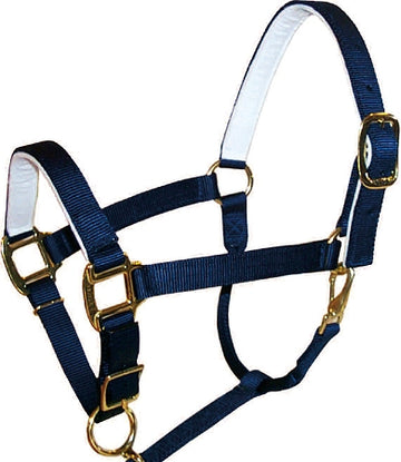 FELT-LINED 1″ ADJUSTABLE NYLON HALTER, BRONZE HARDWARE