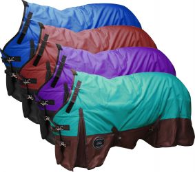 The Waterproof and Breathable Showman ® Perfect Fit 1200 Denier Turnout Blanket.